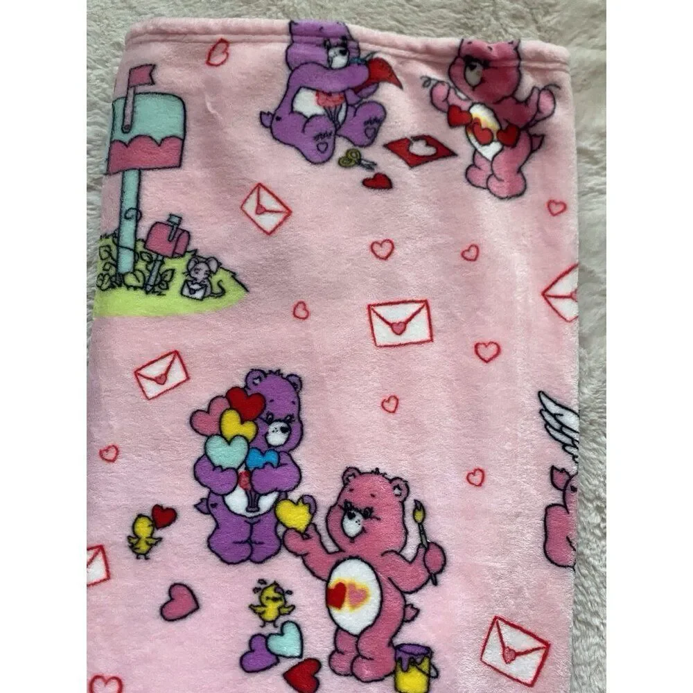 Care Bears Love A Lot Bear Throw Blanket 50 X 70”‎ Valentines Love Letters NEW